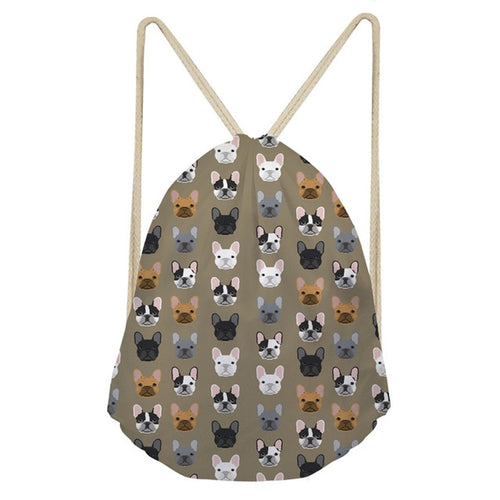 Neutral French Bulldog Drawstring Bag