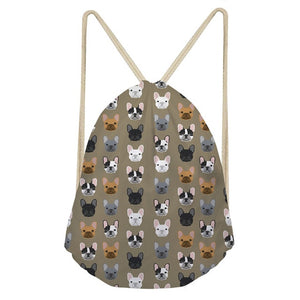 Neutral French Bulldog Drawstring Bag