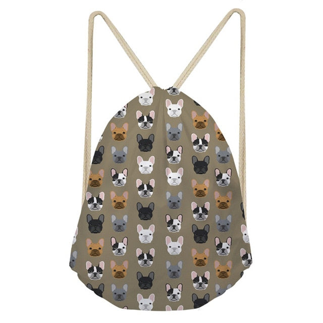 Neutral French Bulldog Drawstring Bag