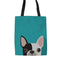 Load image into Gallery viewer, Linen Tote Bags Cartoon French Bulldog