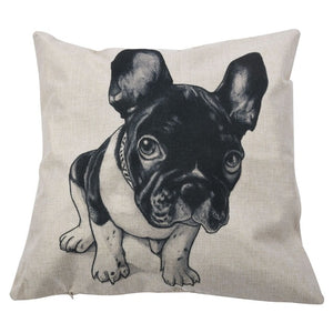 Black and White French Bulldog Cushion Cover