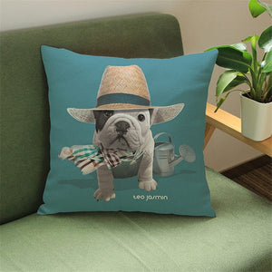 Gardening French Bulldog Cushion Cover