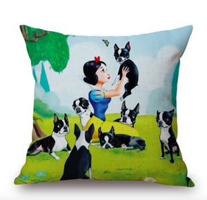 Cartoon French Bulldog Ice Cream Cushion Cover