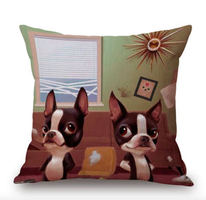 Cartoon French Bulldog Ice Cream Cushion Cover