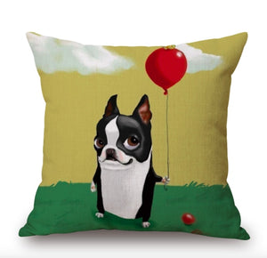 Cartoon French Bulldog Ice Cream Cushion Cover