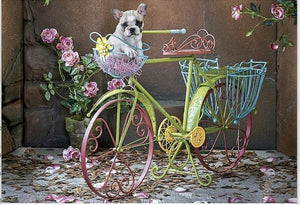 DIY 5D Diamond Painting French Bulldog on a Bike