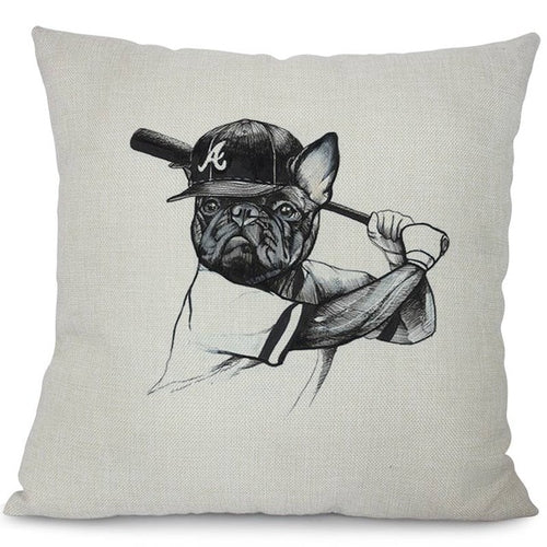 baseball French Bulldog Cushion Cover