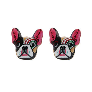 French Bulldog Enamel Earrings