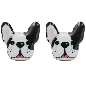 French Bulldog Enamel Earrings