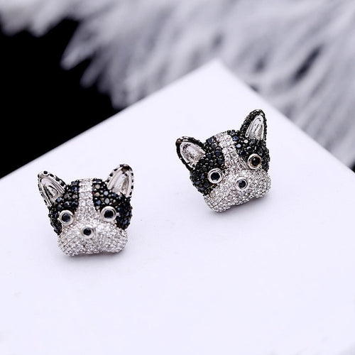 FRENCH BULLDOG Cubic Zirconia STUD EARRINGS