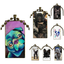 Load image into Gallery viewer, French Bulldog Rectangular Pendant Necklace on Copper Ball Chain