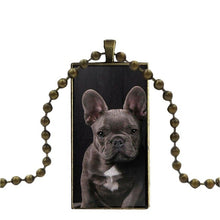 Load image into Gallery viewer, French Bulldog Rectangular Pendant Necklace on Copper Ball Chain