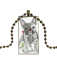 Load image into Gallery viewer, French Bulldog Rectangular Pendant Necklace on Copper Ball Chain