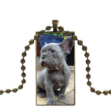 Load image into Gallery viewer, French Bulldog Rectangular Pendant Necklace on Copper Ball Chain