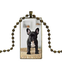 Load image into Gallery viewer, French Bulldog Rectangular Pendant Necklace on Copper Ball Chain