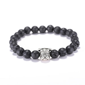 Natural Stone Lava Beads French Bulldog Bracelet   - Perfect for Men