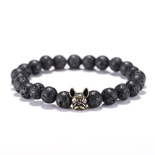 Load image into Gallery viewer, Natural Stone Lava Beads French Bulldog Bracelet   - Perfect for Men