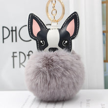 Load image into Gallery viewer, Fluffy Fur French Bulldog Keychain Pompom