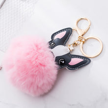 Load image into Gallery viewer, Fluffy Fur French Bulldog Keychain Pompom
