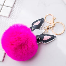 Load image into Gallery viewer, Fluffy Fur French Bulldog Keychain Pompom
