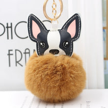 Load image into Gallery viewer, Fluffy Fur French Bulldog Keychain Pompom